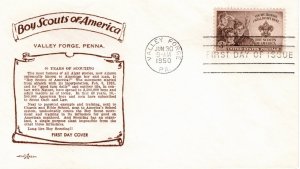 Scout FDC cachets 1950 Scott 995  Levy 50FD-38 Pent Arts Text #J065