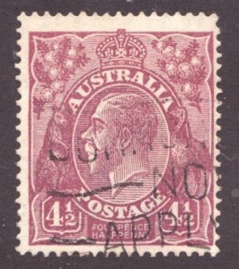 1927 Australia Sc #74 - 4½ Pence - KGV, Emu & Kangaroo - Mute cancel Cv$10.50