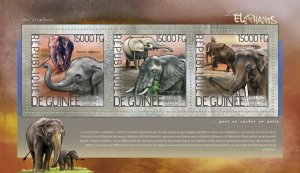 GUINEA - 2014 - Elephants - Perf 3v Sheet - Mint Never Hinged