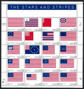 3403 US 33c The Stars and Stripes, MNH pane/20