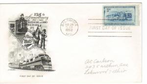 US 1006 (Me-5) 3c B & O Railroad on FDC Artmaster Cachet ECV $12.50