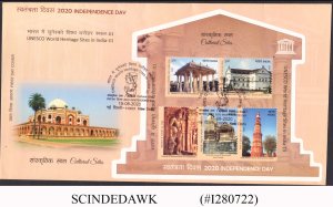 INDIA - 2020 CULTURAL SITES INDEPENDENCE - MS - FDC