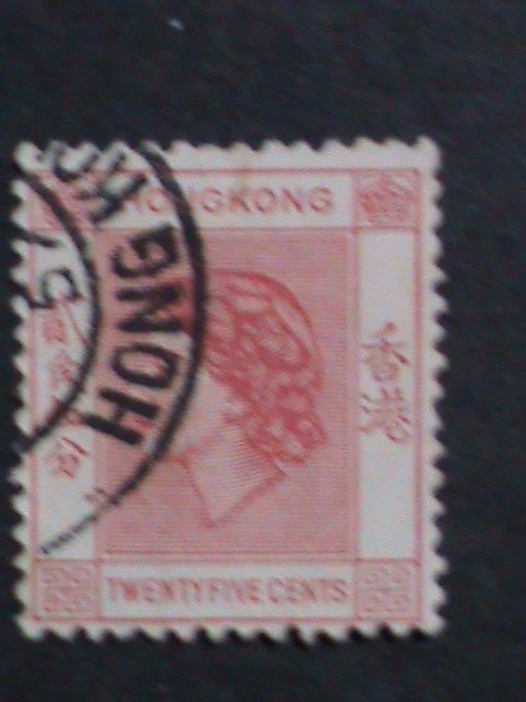 ​HONG KONG-1954 SC#189- 68 YEARS OLD-QUEEN ELIZABETH II USED FANCY CANCEL-VF