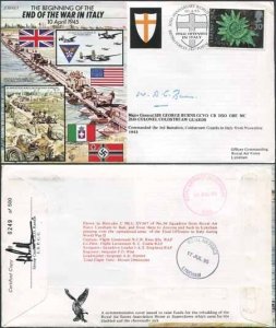 JS45/7c 50th Ann War II End of War in ITALY Signed by Maj Gen Sir G Burns (G)