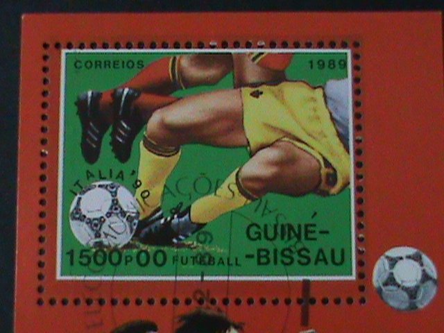 ​GUINEA BISSAU-1989 WORLD CUP SOCCER CTO S/S VERY FINE LAST ONE FANCY CANCEL