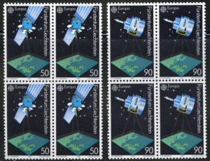 Liechtenstein Scott 955-56 MVFNHOG Blocks of 4 - EUROPA/Space - SCV $8.20