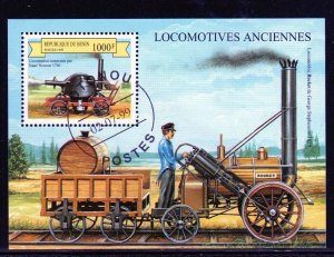 BENIN #1165 1999 EARLY STEAM LOCOMOTIVES MINT VF NH O.G CTO S/S