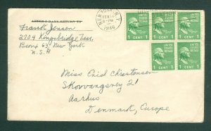 USA . Cover 1946. 5 x 1 Ct. G. Washington. Adr: Aarhus,Denmark