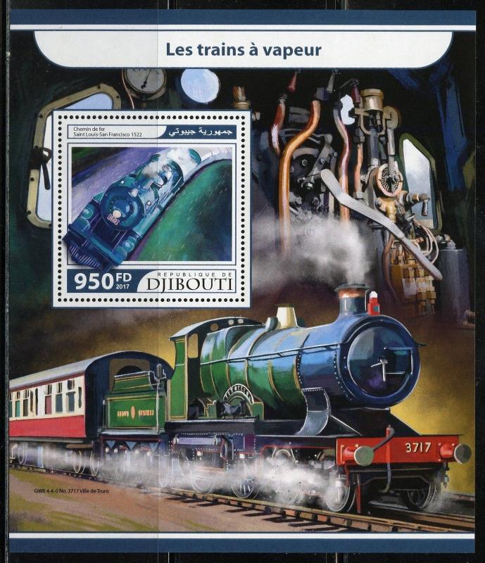 DJIBOUTI 2017 STEAM TRAINS SHEET MINT NH