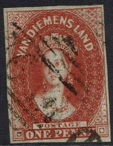 TASMANIA 1855 QV CHALON 1D WMK STAR USED 