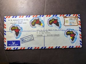 1969 Registered Sierra Leone Airmail Cover Freetown to Hamburg West Germany