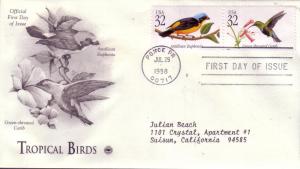U.S. FDC Sc.# 3222 & 3223 Birds PCS Cachet L258
