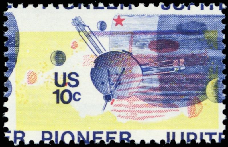 1556, Huge Color Shift ERROR 10¢ Pioneer Jupiter Space Stamp MNH - Stuart Katz