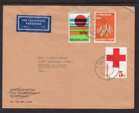 Netherlands to Merced CA 1972 Airmail Cover 