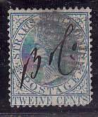 Straits Settlements-Sc #14- id7-used 12c blue QV-LR rounded perf-1867-72