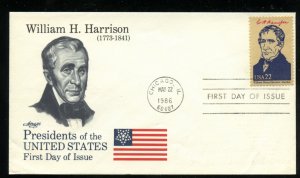 US 2216i AMERIPEX '86 - William H. Harrison UA Artmaster cachet FDC