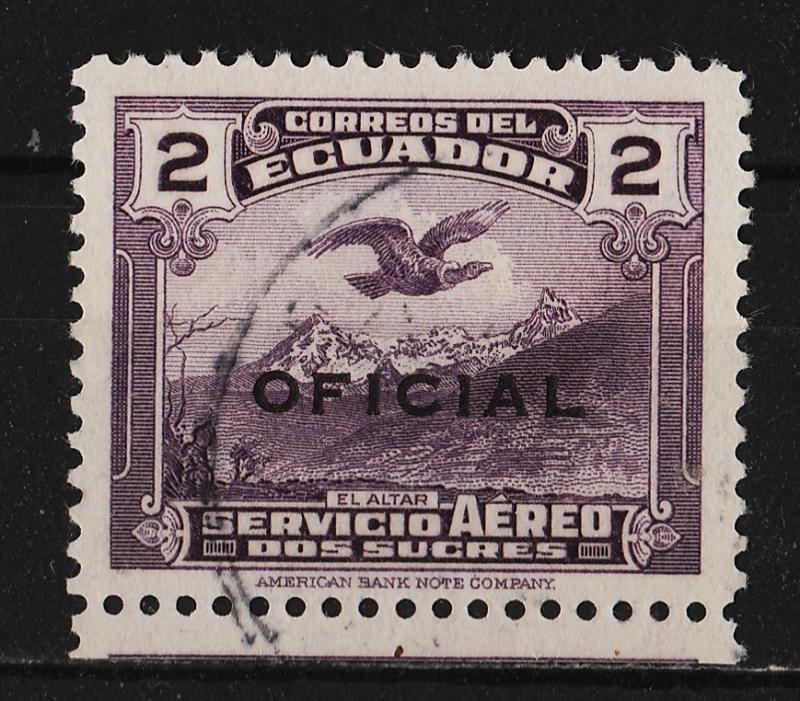 Ecuador 1937 Air Mail stamp Overprinted Official 2s (1/5) USED