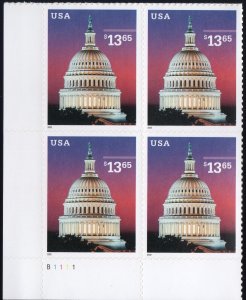 Scott #3648 $13.65 Capitol Dome at Dusk Plate Block of 4 Stamps - MNH (LL)