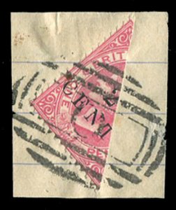 British Honduras #22a, 1888 2c on 1p, diagonal half used as 1c on piece, sign...