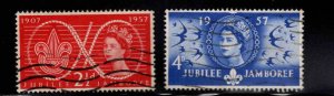 Great Britain Scott 334-335 Used short set 2/3 scout Jubilee Jamboree stamps