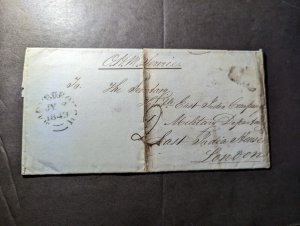 1849 Ireland Folded Letter Ship Cover to East India House London England