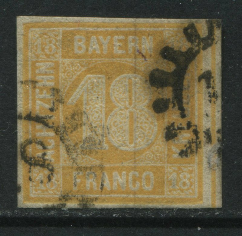 Bavaria 1854 18 kreuzer orange used