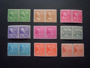 #839-847 Prexie Coil Pairs MNH OG VF  CV $61 Includes New Mounts