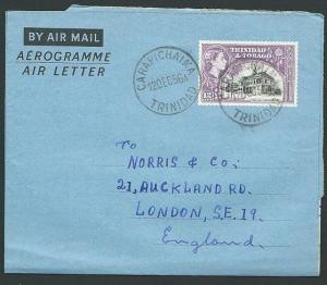 TRINIDAD 1956 12c airletter CARAPHICAIMA to UK.............................42586