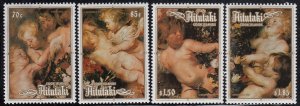 Aitutaki 1987 MNH Sc 408-411 The Virgin with Garland Rubens Christmas