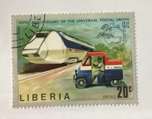 Liberia 1974  Scott 667 CTO - 20c,  Centenary of the UPU, Mail train & truck