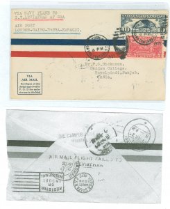 US 644/C10 1927 2c Saratoga + 10c Spirit of St Louis paying the surface rate to Europe plus 7c airmail from Europe to Cairo, B