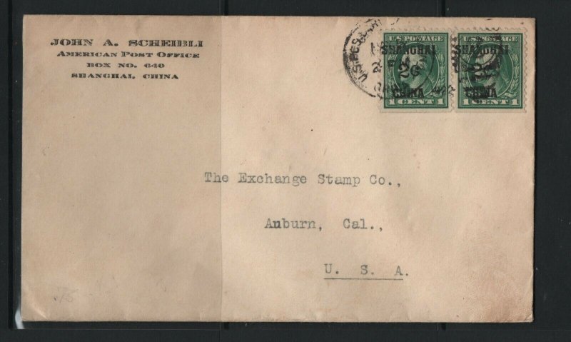 USA #K1 Very Fine Used Pair On Cover To Auburn CA USA