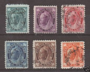 Canada Sc 67-72 used 1897-98 QV Maple Leaf issue F-VF