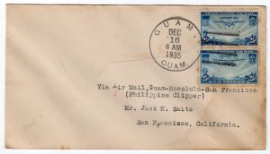 Pan Am First Flight Philippine Clipper Guam to Calif. 1935, Guam Aux. marking