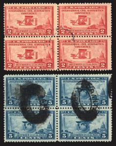 #649-#650 2c-5c 1928 Used Blocks of 4 