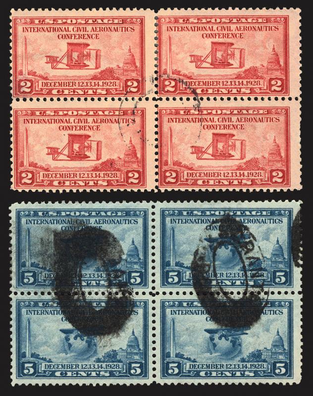 #649-#650 2c-5c 1928 Used Blocks of 4 