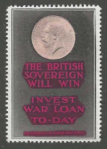 World War I, King George V, Invest in the War Loan, Poster Stamp