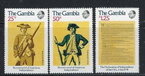 Gambia 335-37 MNH 1976 American Bicentennial (fe4855)