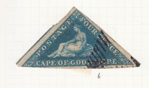 CAPE OF GOOD HOPE TRIANGLE 1855 4D BLUE SG6 USED