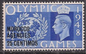 Morocco Agencies 1948 KGV1 25ct Olympic Games GB Ovpt MM SG 178 ( C571 )