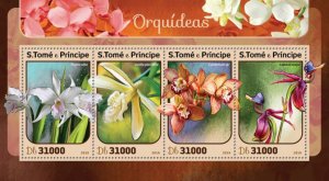 SAO TOME - 2016 - Orchids - Perf 4v Sheet - Mint Never Hinged