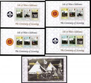 Isle of Man-SC#1184a,88c-5 booklet panes-unused-NH-Scouts-