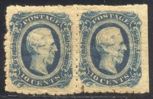 CSA #12f var SCARCE Mint PAIR w/ Cert - 1863 10c Blue, P 12 1/2