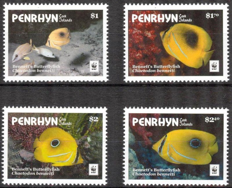 Penrhyn Cook Islands 2017 WWF Fishes Butterfly fish Set of 4 MNH
