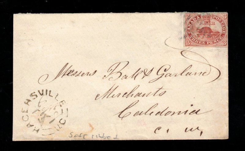 Canada #4c Used Fine On Cover To Caledonia - Stamp Is Faulty At Top
