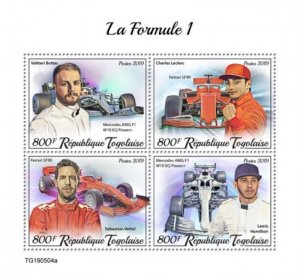 Togo - 2019 Formula One Drivers - 4 Stamp Sheet - TG190504a