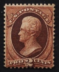 US Stamp #135 2c Red Brown Jackson H Grill MINT NO GUM SCV $360