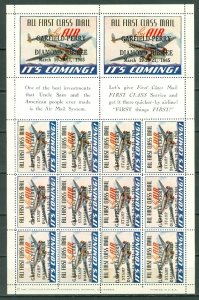 US 1941 OVPT AIR FIRST CLASS LABELS...SHEET of 14..MNH