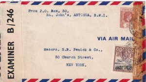 1942, St. John's, Antigua to New York, NY Dual Censor, See Remark (C4537)