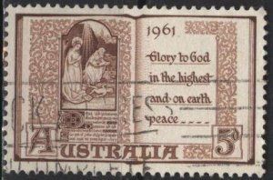 Australia 342 (used) 5d Christmas, Book of Hours (1961)